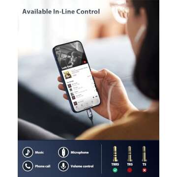 Stouchi USB C to 3.5mm Female Adapter, Type C Headphone Audio Jack Cable Cord Hi-Fi Dongle for iPhon...