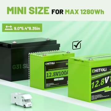 Lightweight CHITOLI 12V 100Ah LiFePO4 Battery