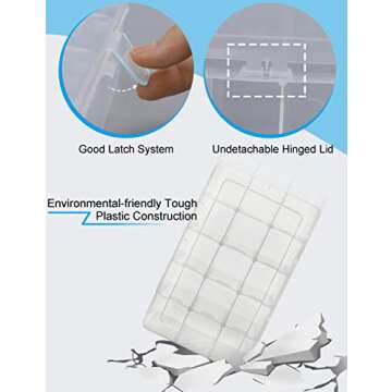 Hlotmeky Plastic Organizer Box with Dividers Bead Organizer 15 Large Grids Tackle Box Organizer Clear Snackle Box Container