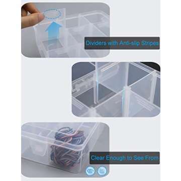 Hlotmeky Plastic Organizer Box with Dividers Bead Organizer 15 Large Grids Tackle Box Organizer Clear Snackle Box Container