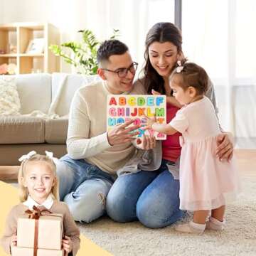 LovesTown Wooden Puzzles for Kids, Alphabet Wooden Puzzles Montessori Toddler Puzzles Preschool Educ...