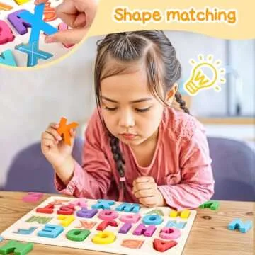 LovesTown Wooden Puzzles for Kids, Alphabet Wooden Puzzles Montessori Toddler Puzzles Preschool Educational Toys for Toddler Boys Girls Birthday