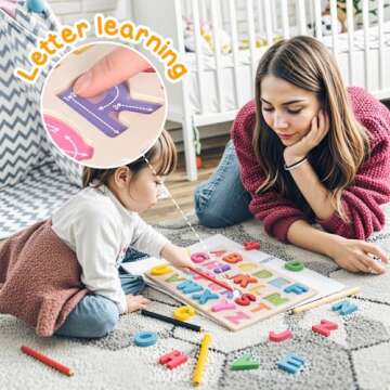 LovesTown Wooden Puzzles for Kids, Alphabet Wooden Puzzles Montessori Toddler Puzzles Preschool Educational Toys for Toddler Boys Girls Birthday