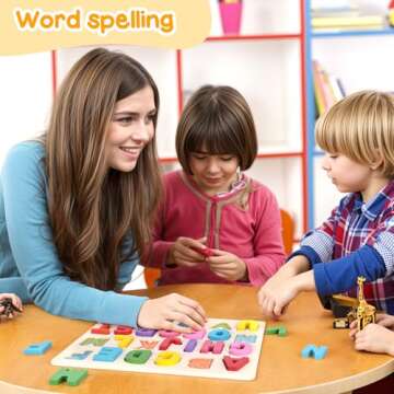 LovesTown Wooden Puzzles for Kids, Alphabet Wooden Puzzles Montessori Toddler Puzzles Preschool Educational Toys for Toddler Boys Girls Birthday