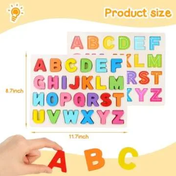 LovesTown Wooden Puzzles for Kids, Alphabet Wooden Puzzles Montessori Toddler Puzzles Preschool Educational Toys for Toddler Boys Girls Birthday
