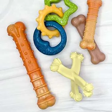 Nylabone Teething Rings Power Chew Toy for Dogs, Dog Toys for Aggressive Chewers, Bacon Flavor, Small - Up to 25 Ibs, 1 Count