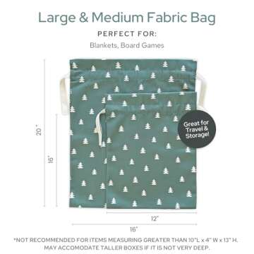 Gather & Knot Drawstring Christmas Gift Bags | 20" Large 16" Medium | Premium Canvas | Reusable Fabr...