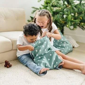 Gather & Knot Drawstring Christmas Gift Bags | 20" Large 16" Medium | Premium Canvas | Reusable Fabric Wrap for Holidays | Mix & Match | Christmas Trees