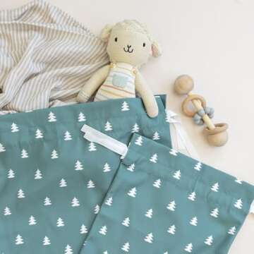 Gather & Knot Drawstring Christmas Gift Bags | 20" Large 16" Medium | Premium Canvas | Reusable Fabric Wrap for Holidays | Mix & Match | Christmas Trees