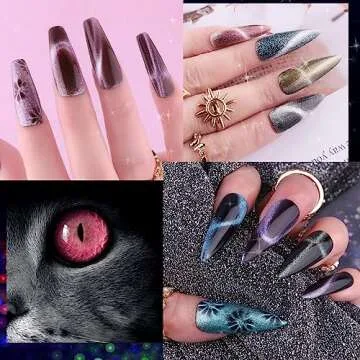 Clara Colors Cat Eye Gel Nail Polish, 12 Colors Holographic Glitter Cat Eye Gel Nail Polish Set with Magnet Romantic Galaxy Series Cat Eye Gel Polish Set Long Lasting Soak Off UV LED