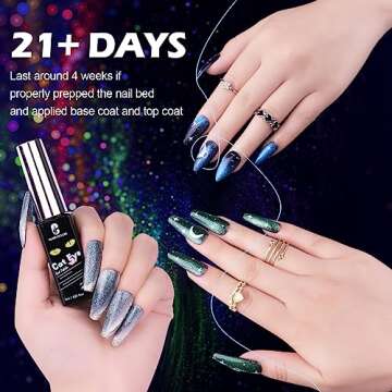 Clara Colors Cat Eye Gel Nail Polish, 12 Colors Holographic Glitter Cat Eye Gel Nail Polish Set with Magnet Romantic Galaxy Series Cat Eye Gel Polish Set Long Lasting Soak Off UV LED