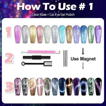 Clara Colors Cat Eye Gel Nail Polish, 12 Colors Holographic Glitter Cat Eye Gel Nail Polish Set with Magnet Romantic Galaxy Series Cat Eye Gel Polish Set Long Lasting Soak Off UV LED