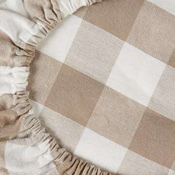 DII Reusable Cloth Bowl Cover Collection Machine Washable, Cotton with Elastic Stretch for Food Storage, 10.25"/8.25"/7.5" Diameter, Buffalo Check, Stone, 3 Piece