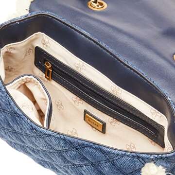 GUESS womens Cessily Convertible Crossbody Flap, Denim, One size US