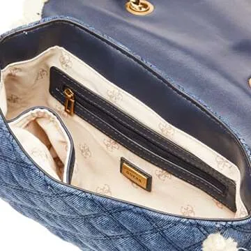 GUESS womens Cessily Convertible Crossbody Flap, Denim, One size US