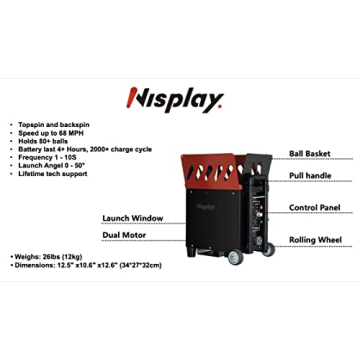 Nisplay Portable Tennis Ball Machine with Dual Motor