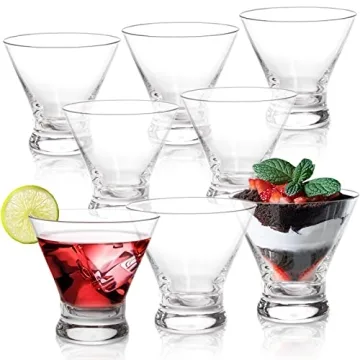 DEAYOU 8 Pack Stemless Martini Glasses Set - Elegant 8oz Cocktail Glasses