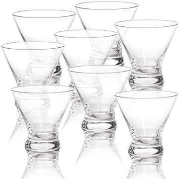 DEAYOU Stemless Martini Glasses Set - 8 Pack 8oz Drinkware