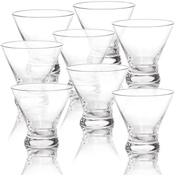 DEAYOU Stemless Martini Glasses Set - 8 Pack 8oz Drinkware