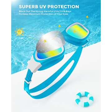 OMID Kids Swim Goggles, P2mini Polarized Swimming Goggles Comfortable for Age 6-14