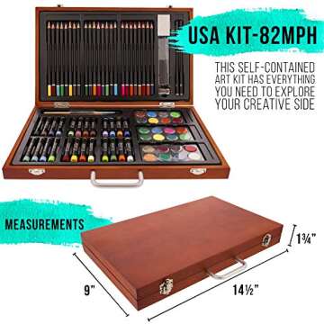 102-Piece Deluxe Wooden Art Supply Set - 24 Watercolors, 17 Brushes, 24 Colored Pencils, Sketch Pads