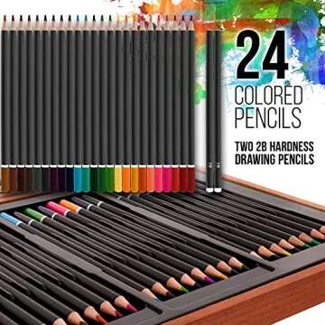 102-Piece Deluxe Wooden Art Supply Set - 24 Watercolors, 17 Brushes, 24 Colored Pencils, Sketch Pads