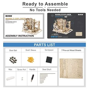 ROKR 3D Wooden Marble Run Puzzle DIY Craft Kit for All Ages