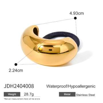 4PCS Metal Hair Ties,Metal Geometric Elastic Hair Ties,Ponytail Hair Cuff,Gold Hair Ties,Gold Hair Cuff Wrap Hair Ties for Thick Hair Gold Ponytail Cuff Elastic Hair Ties for Women Hair Accessories(2)