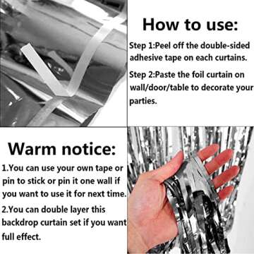 4 Pack Silver Foil Fringe Curtain Backdrop, 3.28Ft x 8.2Ft Metallic Tinsel Foil Fringe Streamer Curtains for Photo Booth Props, Birthday, Wedding, New Year’s, Christmas Decoration Party Supplies