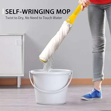 Self Wringing Mop with 2 Washable Heads, JEHONN Wet Mop for Floor Cleaning Heavy Duty, Upgraded 57.5...