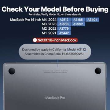 Soonjet for MacBook Pro 14 inch Case 2024-2021 M4 M3 M2 M1 Pro/Max [Same as Bare-MacBook] Clear Matte Cover Protective Hard Shell Laptop