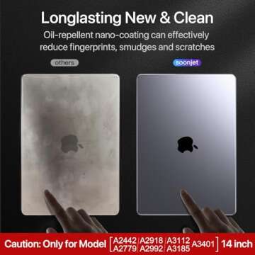 Soonjet for MacBook Pro 14 inch Case 2024-2021 M4 M3 M2 M1 Pro/Max [Same as Bare-MacBook] Clear Matte Cover Protective Hard Shell Laptop