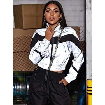 Chic Floerns Lightweight Women's Crop Bomber Jacket