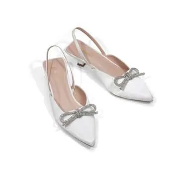 GENSHUO Elegant Slingback Bow Heels for Women