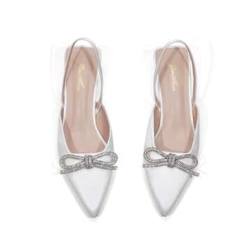 GENSHUO Elegant Slingback Bow Heels for Women
