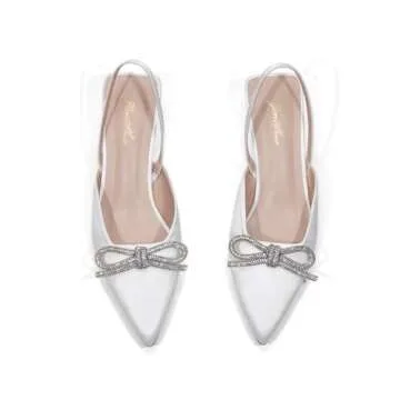 GENSHUO Elegant Slingback Bow Heels for Women