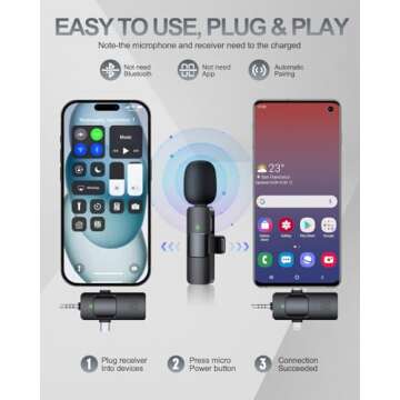 3 in 1 Professional Wireless Lavalier Microphone for iPhone, Android, Camera, Wireless Microphones, ...
