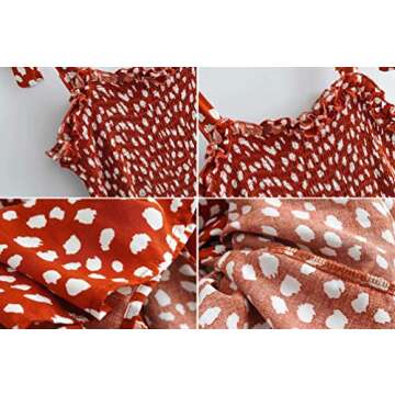 R.Vivimos Women's Summer Straps Cotton Irregular Polka Dot Ruffles Midi Dress (X-Large, Orange)