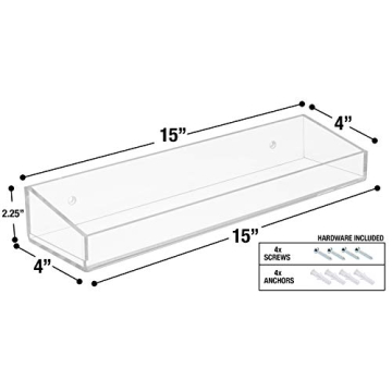 Sorbus Acrylic Bathroom Shelves 2 Pack Transparent Floating