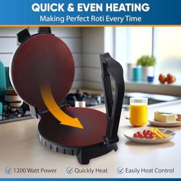 10inch Roti Maker by StarBlue with FREE Roti Warmer - The automatic Stainless Steel Non-Stick Electric machine to make Indian style Chapati, Tortilla, Roti AC 110V 50/60Hz 1200W