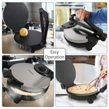 10inch Roti Maker by StarBlue with FREE Roti Warmer - The automatic Stainless Steel Non-Stick Electric machine to make Indian style Chapati, Tortilla, Roti AC 110V 50/60Hz 1200W