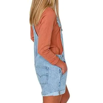 Luvamia Casual Adjustable Denim Bib Overalls for Women
