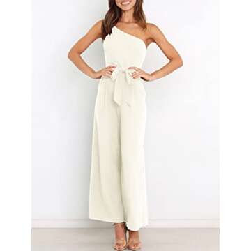 ANRABESS Women Summer Dressy Jumpsuits One Shoulder Sleeveless Casual Wide Leg Pants Romper Jumper 2025 Trendy Outfits White Large
