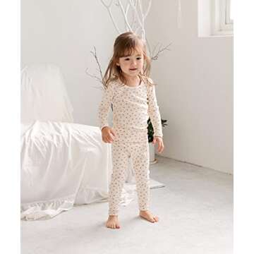 AVAUMA Baby Boys Girls Pajama Set 6M-7T Kids Cute Toddler Snug fit Pattern Design Pjs Cotton Sleepwear Flower Pattern (Rose.Ivory.JM)