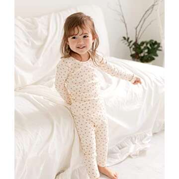 AVAUMA Baby Boys Girls Pajama Set 6M-7T Kids Cute Toddler Snug fit Pattern Design Pjs Cotton Sleepwear Flower Pattern (Rose.Ivory.JM)