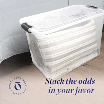 HOMZ 2-Pack Latching Lid, Large Clear Plastic Storage Bins w/ Lids, 112 Quart, Gray Latch