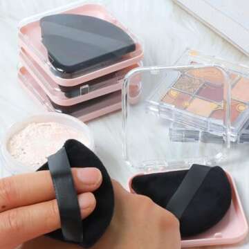 Ocim 4 Pack Triangle Makeup Puffs for Face Powder,Soft Velour Make up Powder Puff,Black
