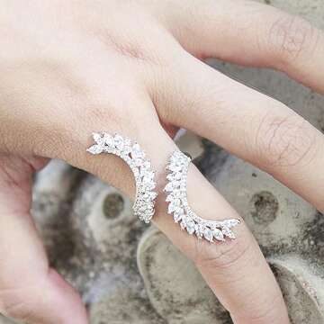 Lavencious Cocktail Fashion Ring Size Adjustable From 6-8.5 Cubic Zirconia Marquise Shape Jewelry fo...