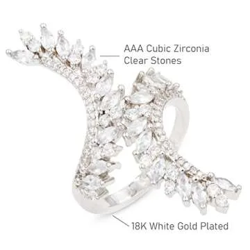 Lavencious Cocktail Fashion Ring Size Adjustable From 6-8.5 Cubic Zirconia Marquise Shape Jewelry for Women (Silver)