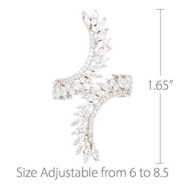 Lavencious Cocktail Fashion Ring Size Adjustable From 6-8.5 Cubic Zirconia Marquise Shape Jewelry for Women (Silver)